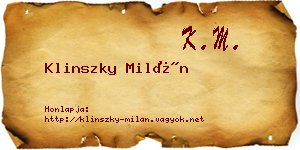 Klinszky Milán névjegykártya