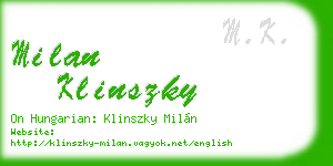 milan klinszky business card